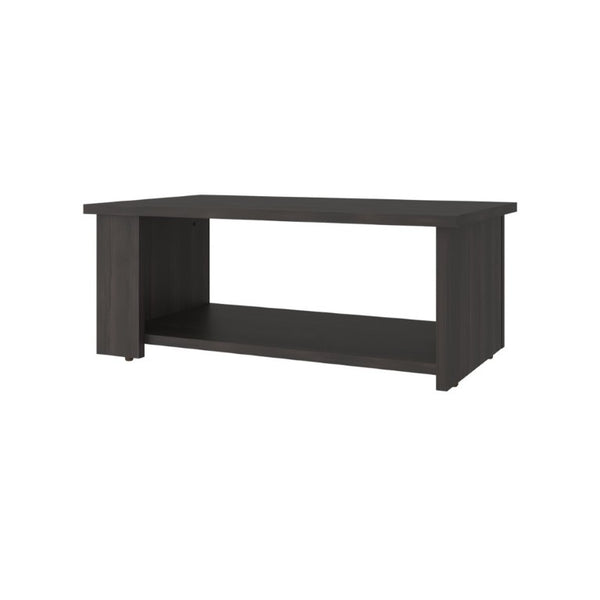 English Elm Modern Asymmetrical Low Profile Coffee Table with Open Storage Alcoves in Walnut B097P543464