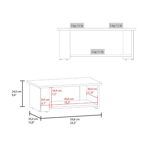 English Elm Modern Asymmetrical Low Profile Coffee Table with Open Storage Alcoves in Walnut B097P543464