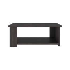 English Elm Modern Asymmetrical Low Profile Coffee Table with Open Storage Alcoves in Walnut B097P543464