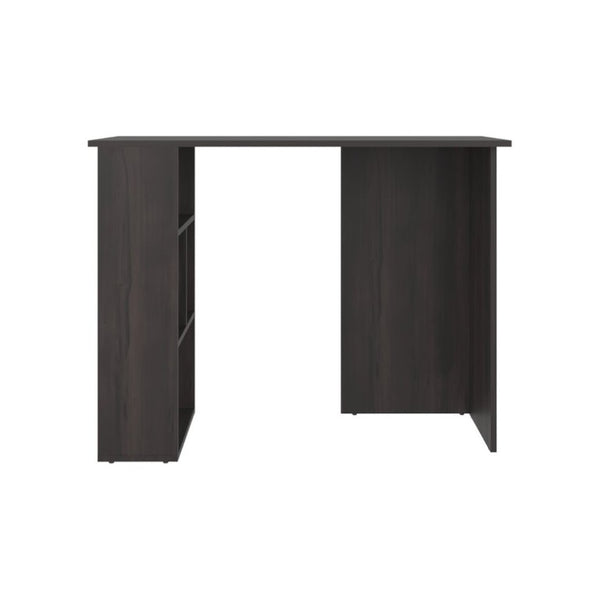 English Elm Computer Desk with Open Bookcase and Cabinet Storage in Dark Walnut Finish B097P543465
