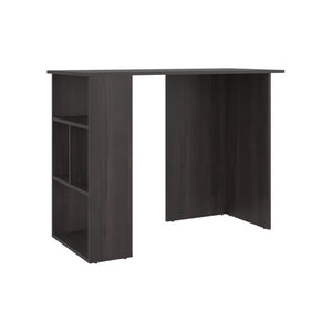 English Elm Computer Desk with Open Bookcase and Cabinet Storage in Dark Walnut Finish B097P543465
