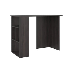 English Elm Computer Desk with Open Bookcase and Cabinet Storage in Dark Walnut Finish B097P543465
