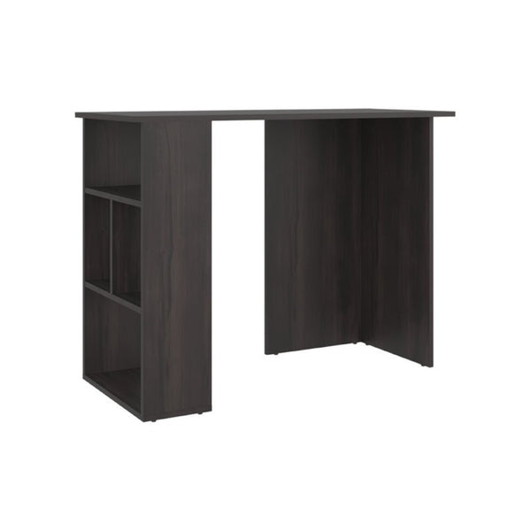 English Elm Computer Desk with Open Bookcase and Cabinet Storage in Dark Walnut Finish B097P543465