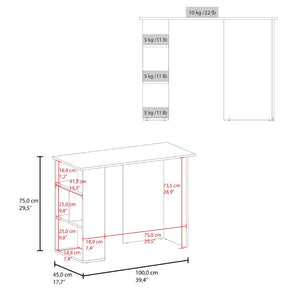 English Elm Computer Desk with Open Bookcase and Cabinet Storage in Dark Walnut Finish B097P543465