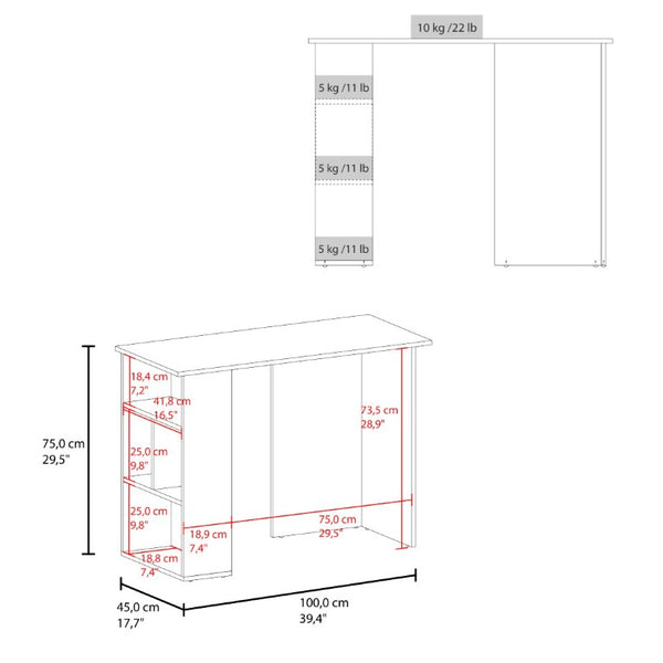 English Elm Computer Desk with Open Bookcase and Cabinet Storage in Dark Walnut Finish B097P543465