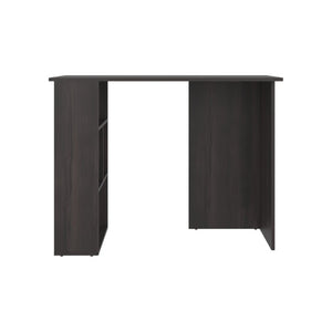 English Elm Computer Desk with Open Bookcase and Cabinet Storage in Dark Walnut Finish B097P543465
