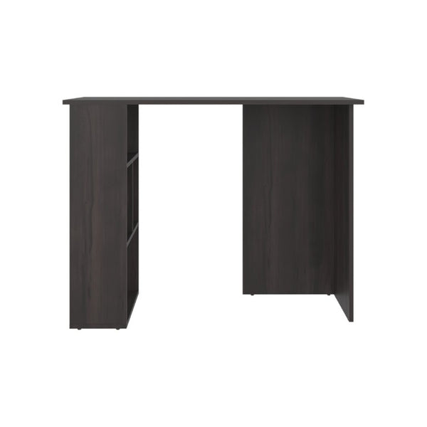 English Elm Computer Desk with Open Bookcase and Cabinet Storage in Dark Walnut Finish B097P543465
