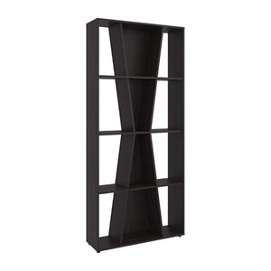 English Elm Geometric X Pattern Bookcase 11 Compartment Dark Walnut MDF Open Shelf for Modern Homes B097P543466