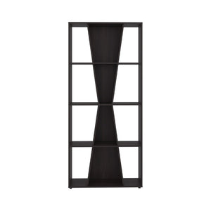 English Elm Geometric X Pattern Bookcase 11 Compartment Dark Walnut MDF Open Shelf for Modern Homes B097P543466