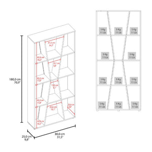 English Elm Geometric X Pattern Bookcase 11 Compartment Dark Walnut MDF Open Shelf for Modern Homes B097P543466