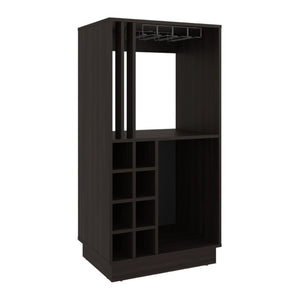 English Elm Home Bar Cabinet Dark Walnut with Wine Cubbies Stemware Rack and Liquor Storage B097P543469