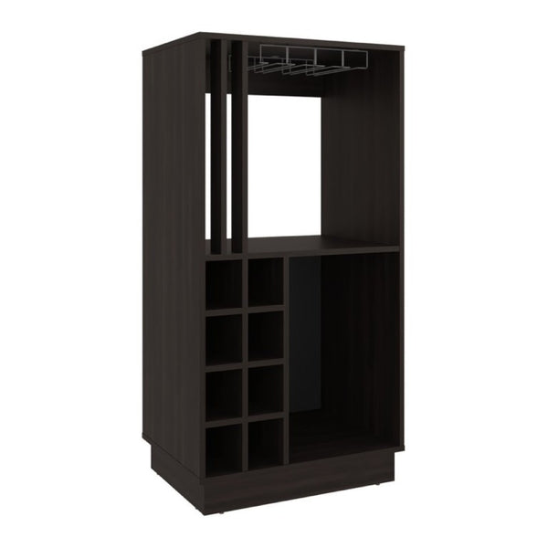 English Elm Home Bar Cabinet Dark Walnut with Wine Cubbies Stemware Rack and Liquor Storage B097P543469