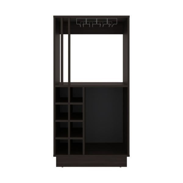 English Elm Home Bar Cabinet Dark Walnut with Wine Cubbies Stemware Rack and Liquor Storage B097P543469
