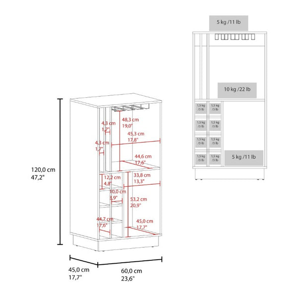 English Elm Home Bar Cabinet Dark Walnut with Wine Cubbies Stemware Rack and Liquor Storage B097P543469