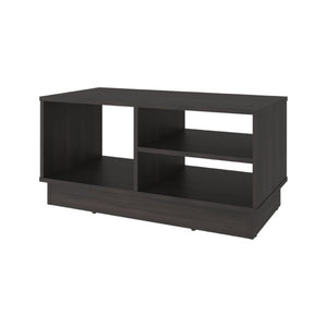 English Elm Coffee Table with Asymmetric Open Shelving Black Wengue Finish Modern Living Room B097P543470
