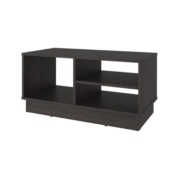 English Elm Coffee Table with Asymmetric Open Shelving Black Wengue Finish Modern Living Room B097P543470