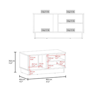 English Elm Coffee Table with Asymmetric Open Shelving Black Wengue Finish Modern Living Room B097P543470