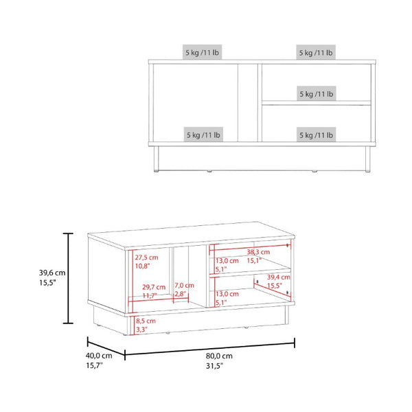 English Elm Coffee Table with Asymmetric Open Shelving Black Wengue Finish Modern Living Room B097P543470