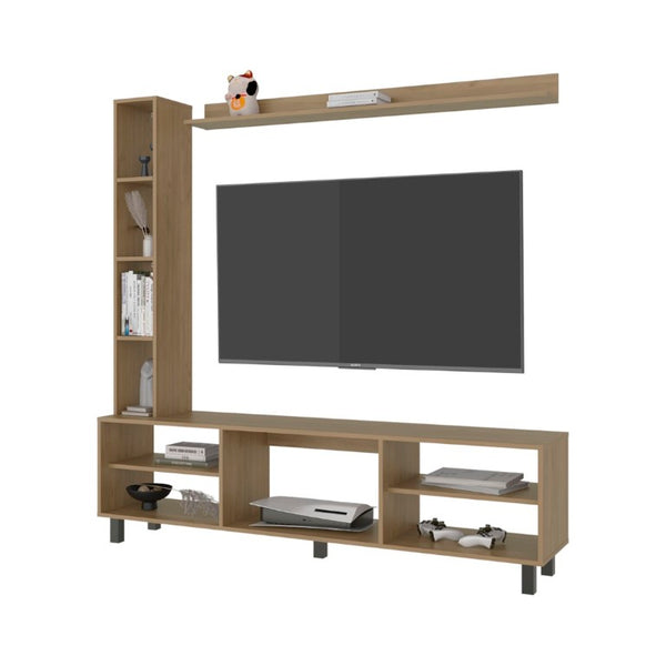 English Elm Entertainment Center Natural Oak 3 Piece Media Console Tower Bookcase Wall Shelf B097P543471