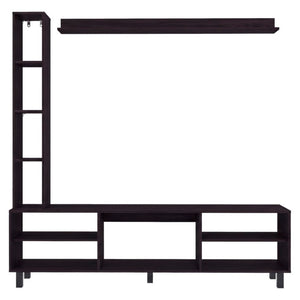 English Elm Entertainment Wall Unit Three Piece Media Tower Set with Floating Shelf in Black Wengue B097P543472