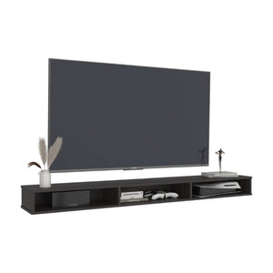 English Elm Modern Floating Wall Mount TV Console in Dark Walnut with Open Media Storage B097P543473