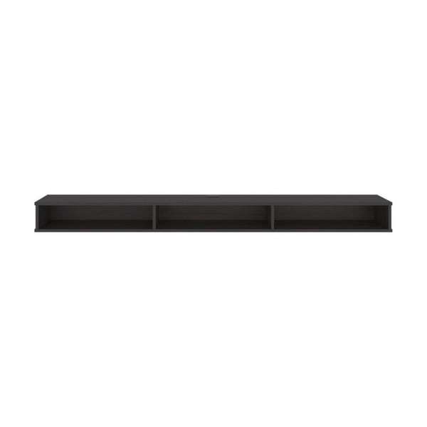 English Elm Modern Floating Wall Mount TV Console in Dark Walnut with Open Media Storage B097P543473