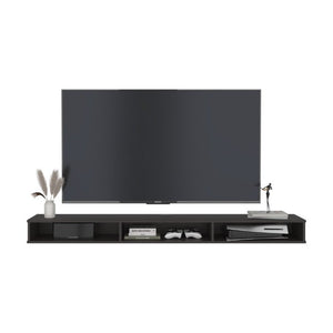 English Elm Modern Floating Wall Mount TV Console in Dark Walnut with Open Media Storage B097P543473