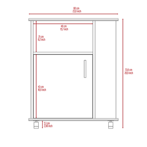 English Elm 2 Piece Kitchen Island and Microwave Pantry Cabinet Set in Two Tone Engineered Wood B097S00021