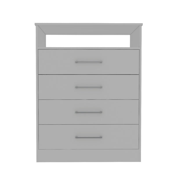 English Elm Kairo Four Drawer White Dresser with Open Shelf Melamine Finish Bedroom Storage B097S00274
