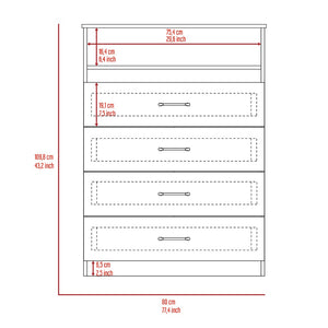 English Elm Kairo Four Drawer White Dresser with Open Shelf Melamine Finish Bedroom Storage B097S00274