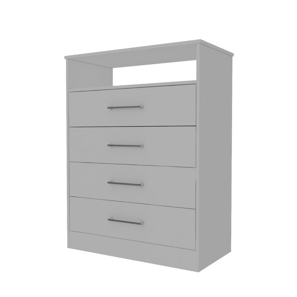 English Elm Kairo Four Drawer White Dresser with Open Shelf Melamine Finish Bedroom Storage B097S00274