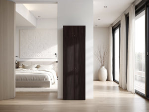 English Elm Closet System Two Piece Tall Wardrobe with Shelves and Enclosed Doors in Dark Walnut B097S00275