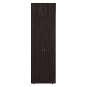 English Elm Closet System Two Piece Tall Wardrobe with Shelves and Enclosed Doors in Dark Walnut B097S00275