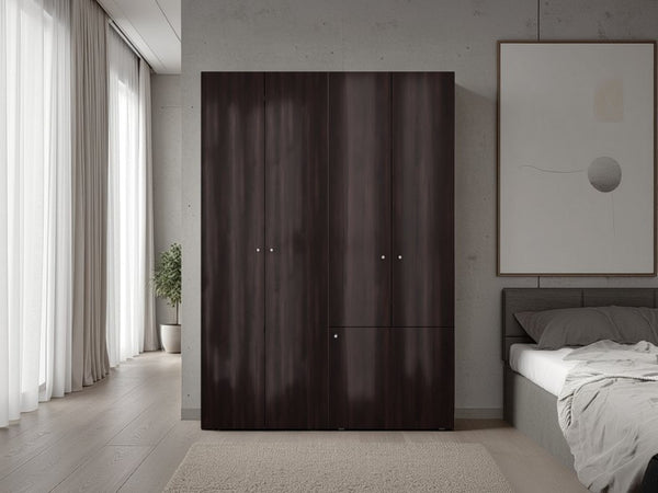 English Elm Closet Modular Two Piece Wardrobe Cabinet with Hanging Rod in Dark Walnut Finish B097S00277