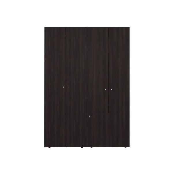 English Elm Closet Modular Two Piece Wardrobe Cabinet with Hanging Rod in Dark Walnut Finish B097S00277