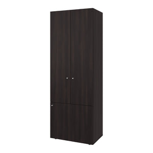 English Elm Closet Modular Two Piece Wardrobe Cabinet with Hanging Rod in Dark Walnut Finish B097S00277