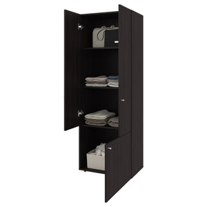 English Elm Closet Modular Two Piece Wardrobe Cabinet with Hanging Rod in Dark Walnut Finish B097S00277