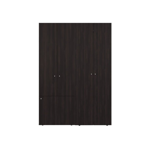 English Elm Modular Closet System Two Piece Tall Cabinet and Base Unit in Dark Walnut Wood B097S00279