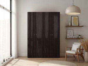English Elm Modular Wardrobe System with Six Shelves Hanging Rod and Dark Walnut Finish B097S00280