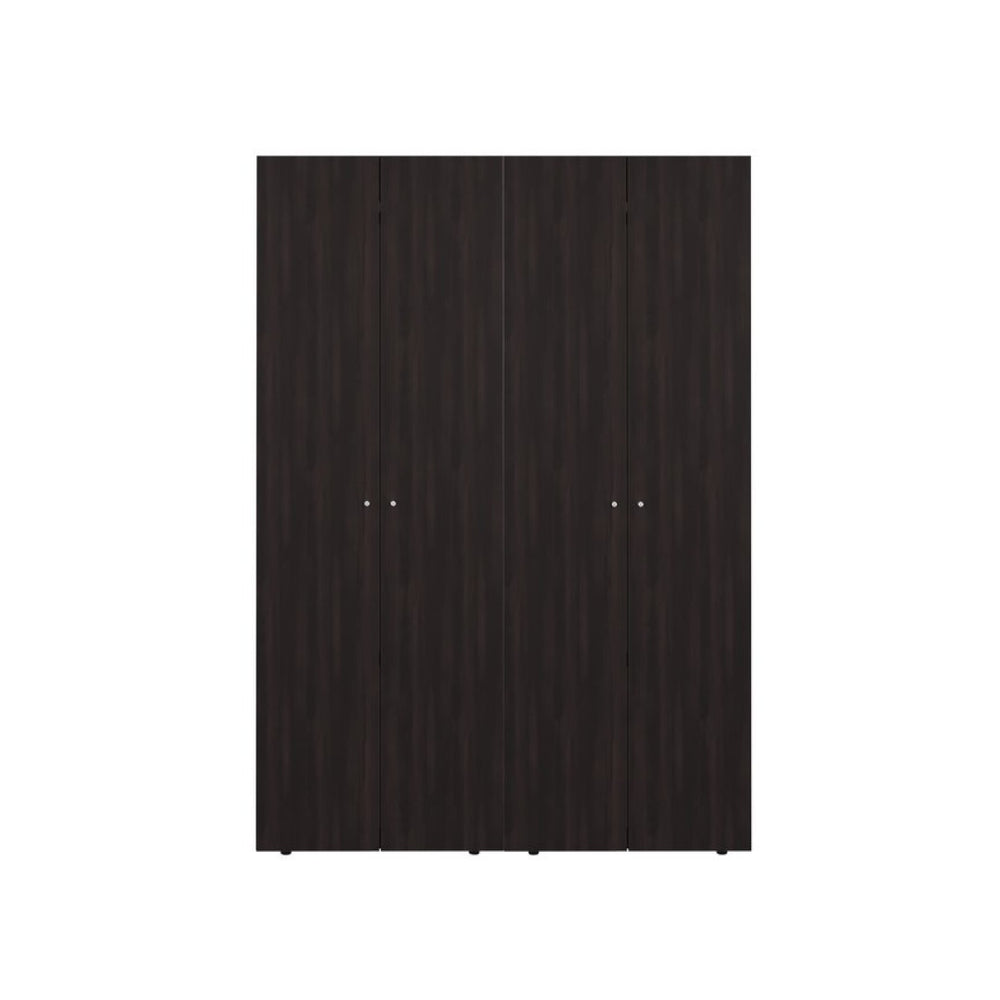 English Elm Modular Wardrobe System with Six Shelves Hanging Rod and Dark Walnut Finish B097S00280
