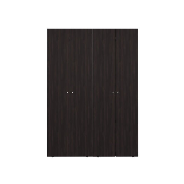 English Elm Modular Wardrobe System with Six Shelves Hanging Rod and Dark Walnut Finish B097S00280