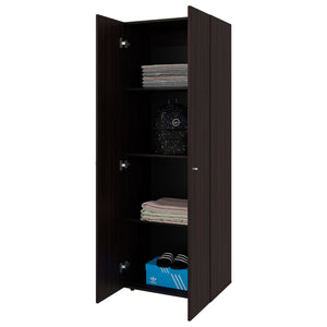 English Elm Modular Wardrobe System with Six Shelves Hanging Rod and Dark Walnut Finish B097S00280