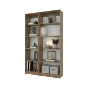 English Elm Bookcase Set 2 Piece Tall Open Shelf Natural Oak Engineered Wood for Home Office B097S00283