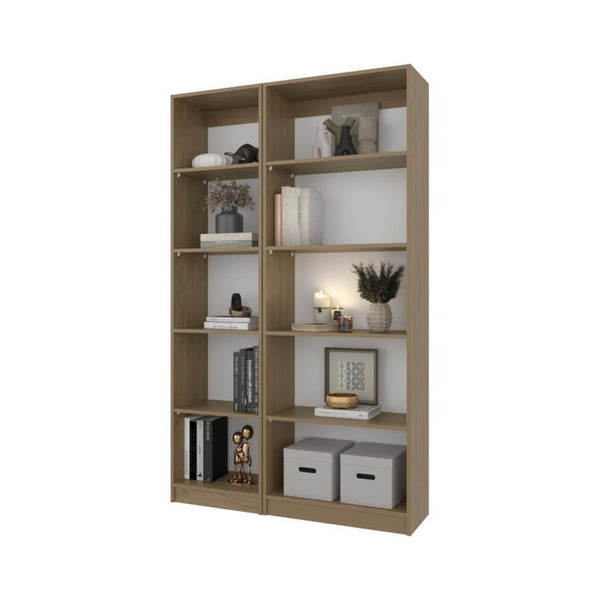 English Elm Bookcase Set 2 Piece Tall Open Shelf Natural Oak Engineered Wood for Home Office B097S00283