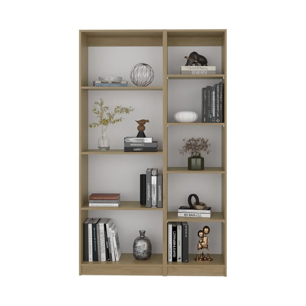 English Elm Bookcase Set Two Piece Modular Open Shelving Natural Oak Finish for Home Office B097S00285