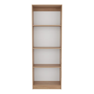 English Elm Bookcase Set Two Piece Modular Open Shelving Natural Oak Finish for Home Office B097S00285