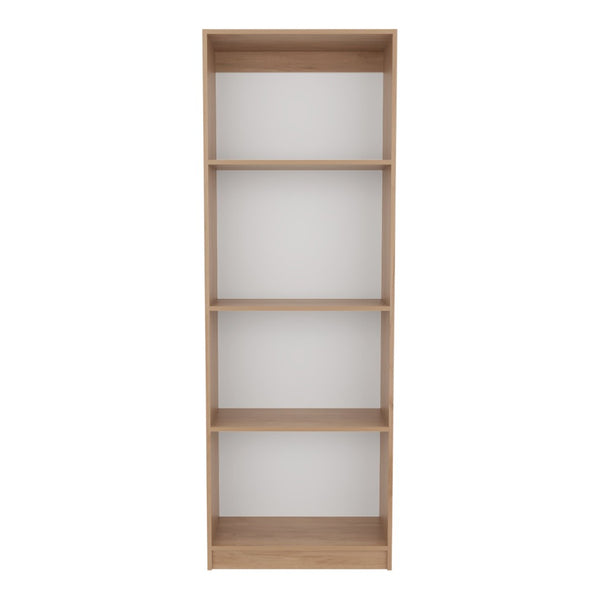 English Elm Bookcase Set Two Piece Modular Open Shelving Natural Oak Finish for Home Office B097S00285