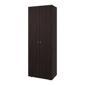 English Elm Closet Set Three Piece Wardrobe System with Eight Shelves and Seven Doors Dark Walnut B097S00286