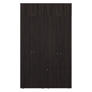 English Elm Closet Set Three Piece Wardrobe System with Eight Shelves and Seven Doors Dark Walnut B097S00286