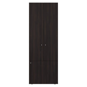 English Elm Closet Set Three Piece Wardrobe System with Eight Shelves and Seven Doors Dark Walnut B097S00286